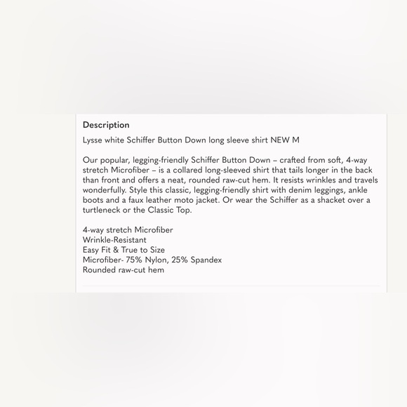 Lysse Schiffer Button Down Shirt sz M - Picture 9 of 9
